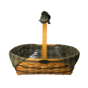 VTG 1998 Longaberger Traditions Hospitality Basket w/ Protector & Plaid Liner